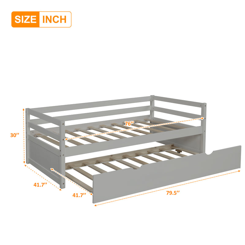 Daybed with Trundle Frame Set, Twin Size, Gray