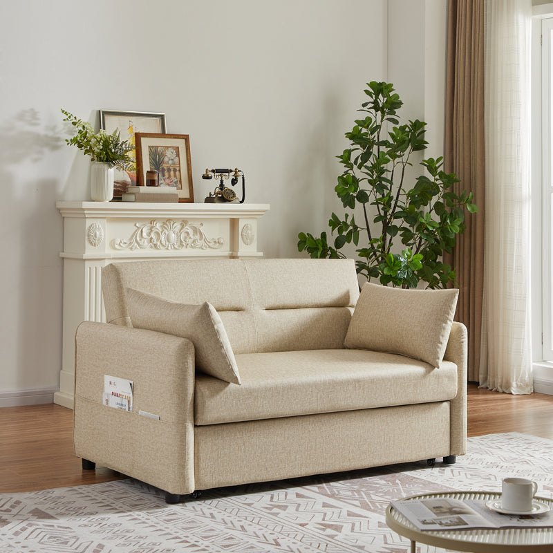 2033 Fabric Leather Khaki 2 Seat Sofa