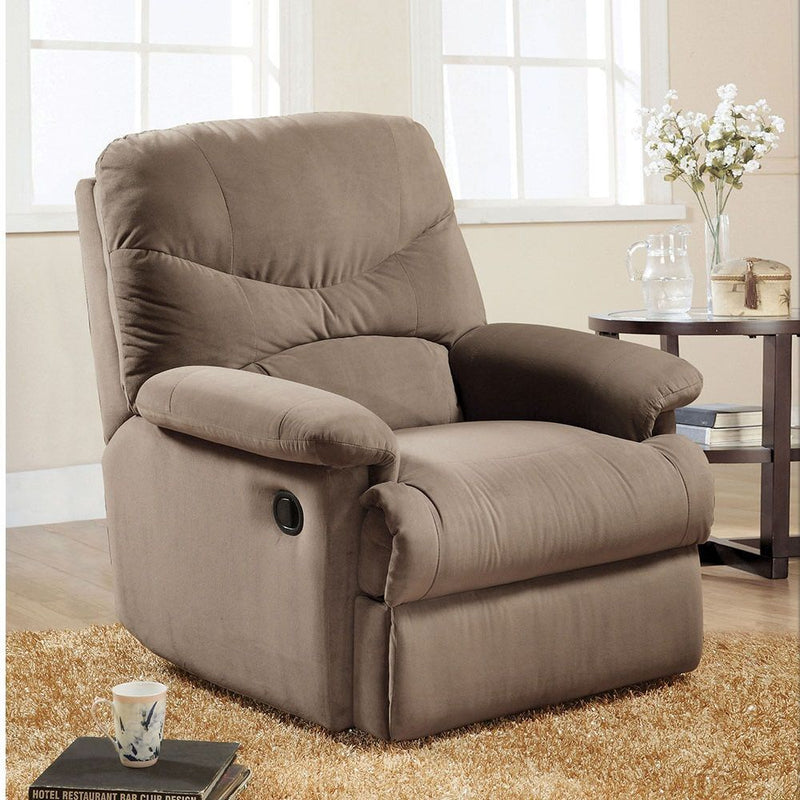 Arcadia Recliner (Motion) in Light Brown Microfiber