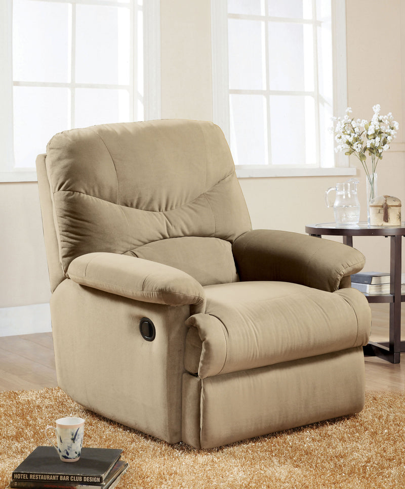 Arcadia Recliner (Motion) in Beige Microfiber