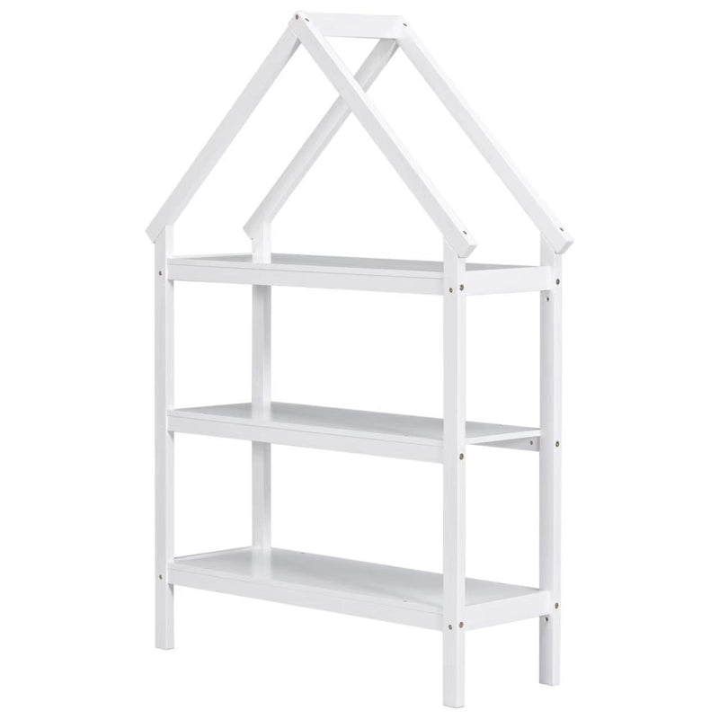 Twin House-Shaped Floor Bed with 2 Detachable Stands,White