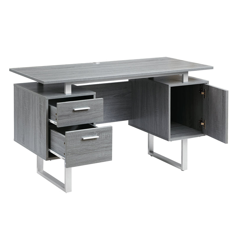 Modern Office Desk with Storage, Grey