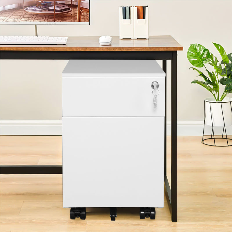 2 Drawer Mobile File Cabinet with Lock Metal Filing Cabinet for Legal/Letter/A4/F4 Size, Fully Assembled Include Wheels, Home/Office Design