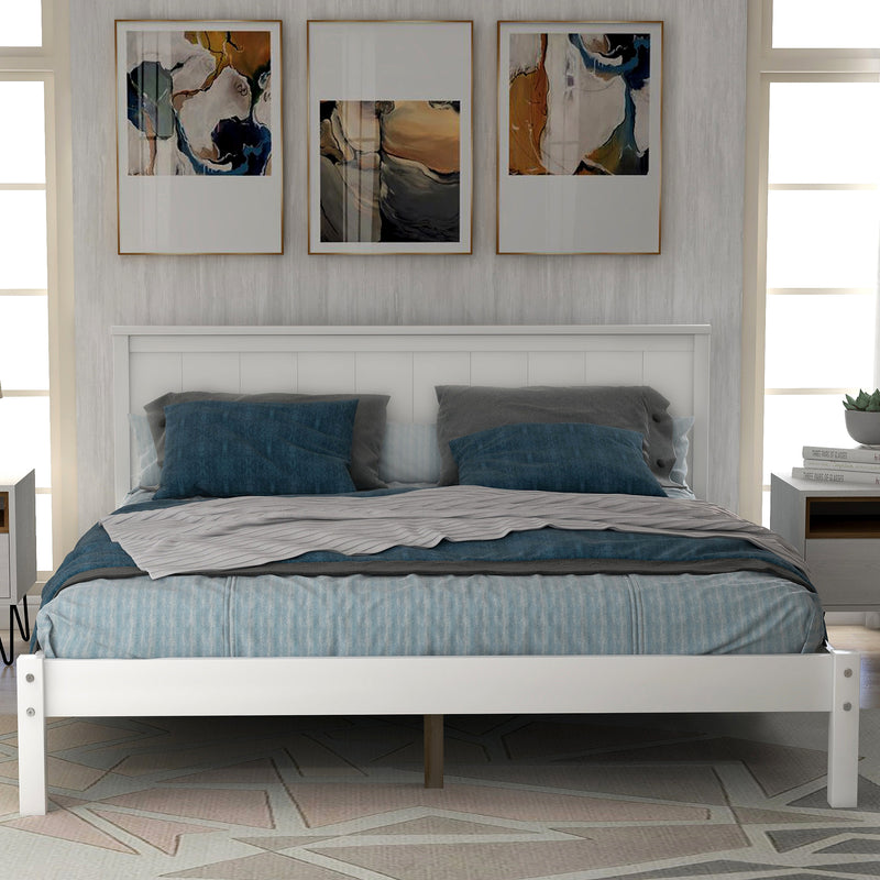 Platform Bed Frame with Headboard , Wood Slat Support , No Box Spring Needed