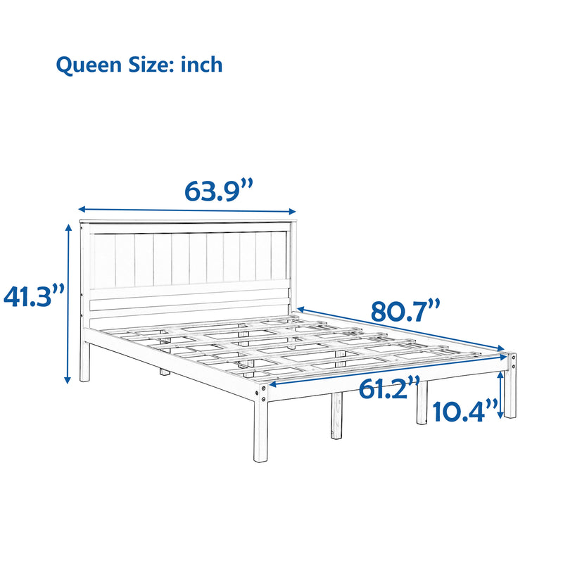 Platform Bed Frame with Headboard , Wood Slat Support , No Box Spring Needed